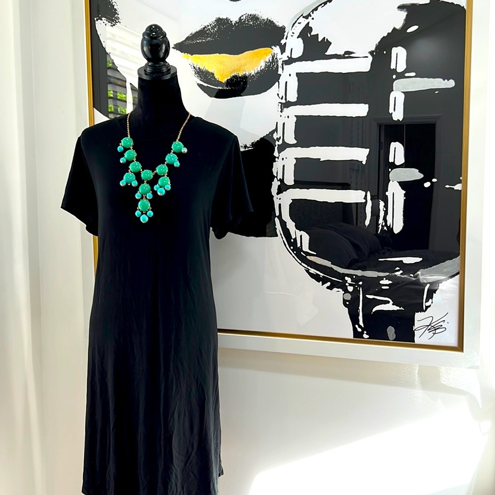 J. Jill Black Short-sleeve Swing Dress, Size L